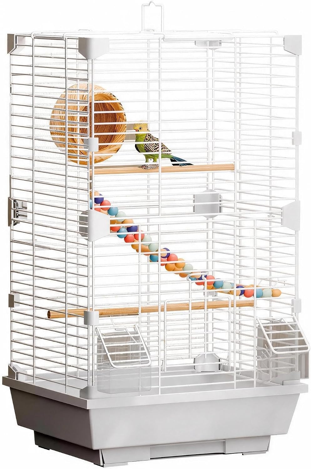Basic Bird Cage, 24.8inch Parrot Cage (24.8" x 14.6" x 11"),Bird Cage with Ladder, Horizontal Bar, 2 Feeders, and Swing