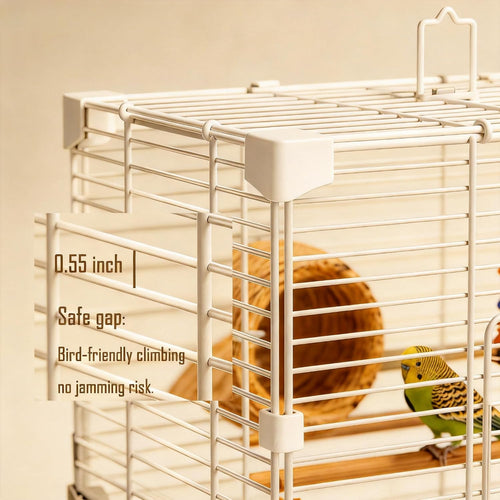 Basic Bird Cage, 24.8inch Parrot Cage (24.8" x 14.6" x 11"),Bird Cage with Ladder, Horizontal Bar, 2 Feeders, and Swing